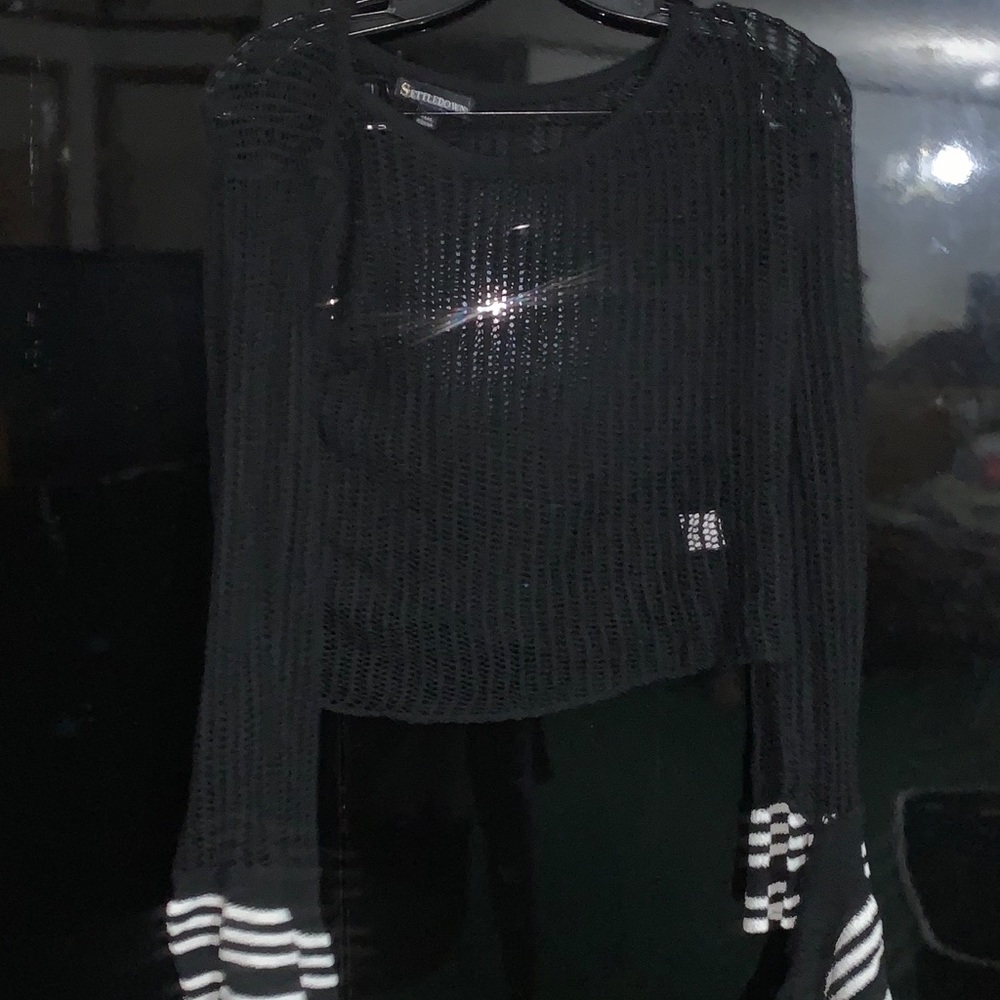 Black see through crop top from fashion nova